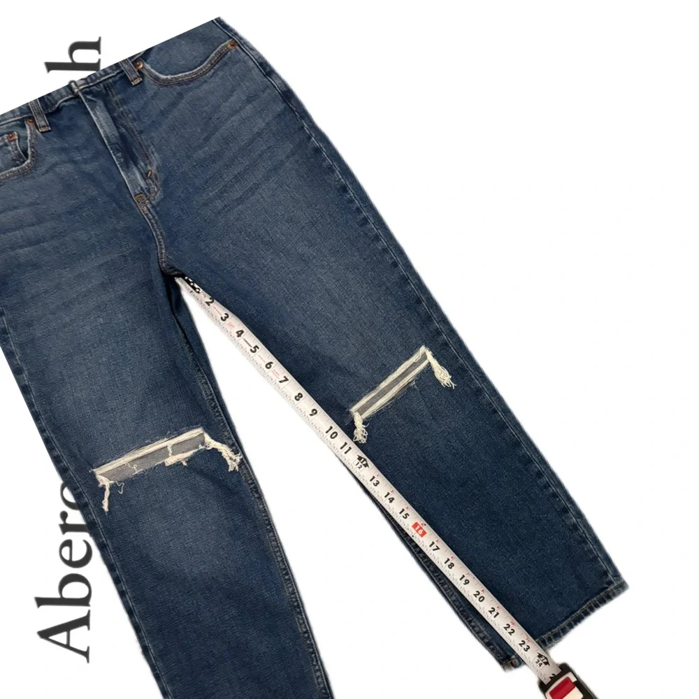Abercrombie & Fitch The Ankle Straight Ultra High Rise Distressed Jeans 28/ 6S - Picture 16 of 16